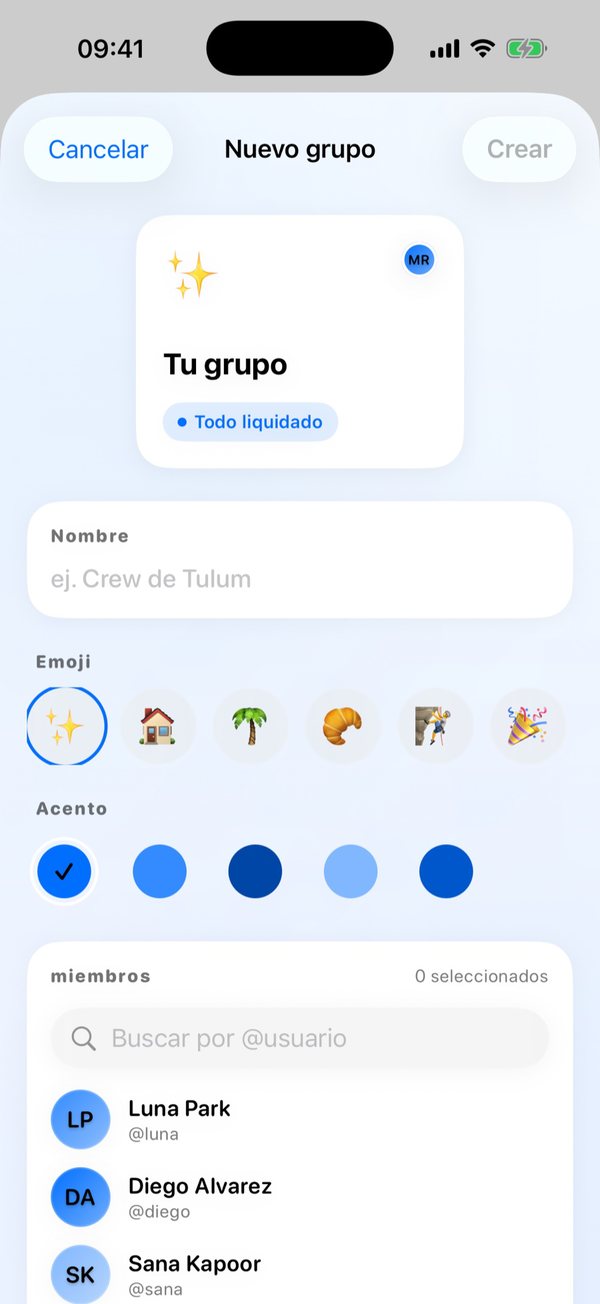 Nuevo grupo con emoji y color